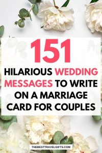 151 funny wedding wishes and messages to write on a marriage card for couples with a photo of white roses
