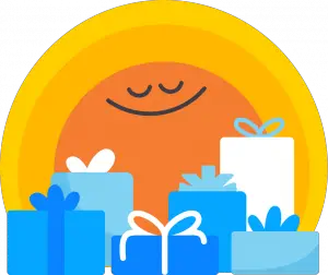 Gifts with sun in background